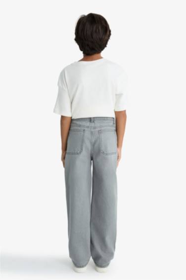 Erkek Çocuk Wide Leg Düz Paça Jean Pantolon