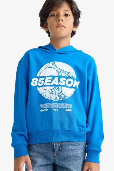 Boy Hooded Printed Sweatshirt