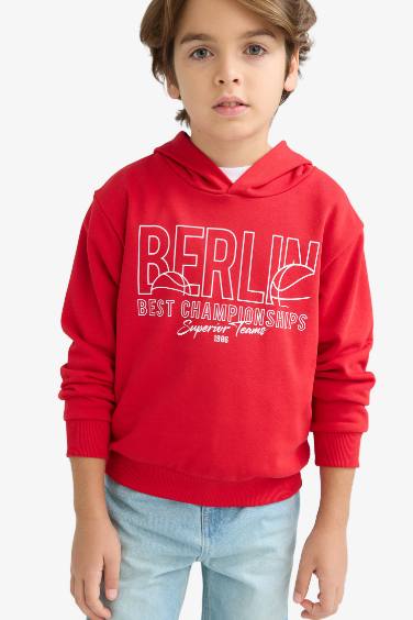 Boy Hooded Printed Sweatshirt