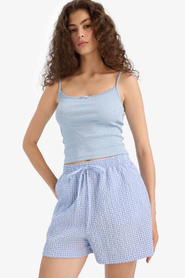 Шорты стандартной посадки в клетку с карманами