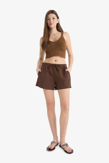 A Cut Muslin Normal Waist Short Leg Shorts