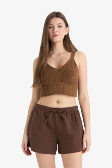 A Cut Muslin Normal Waist Short Leg Shorts