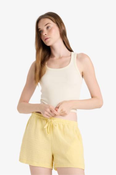 A Cut Muslin Normal Waist Short Leg Shorts