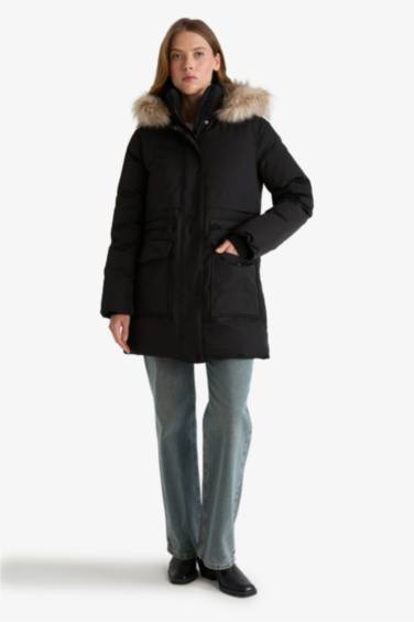 Su Geçirmez Relax Fit Kapüşonlu Parka