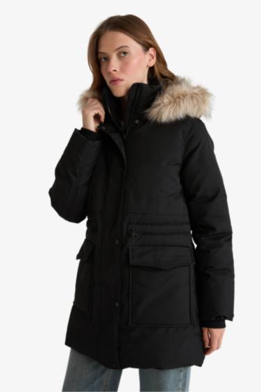 Su Geçirmez Relax Fit Kapüşonlu Parka