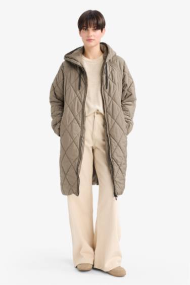 معطف قصة عادية بغطاء للرأس