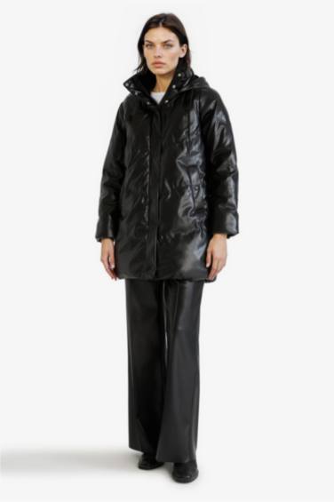 Waterproof Relax Fit Faux Leather Coat