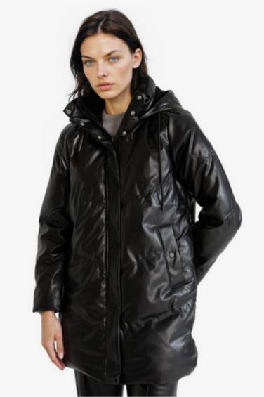 Waterproof Relax Fit Faux Leather Coat
