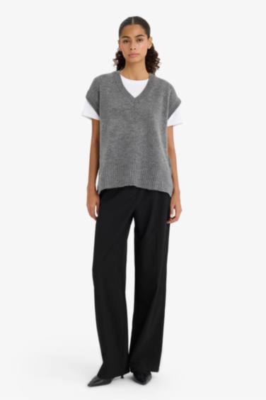 Regular Fit V Yaka Triko Süveter