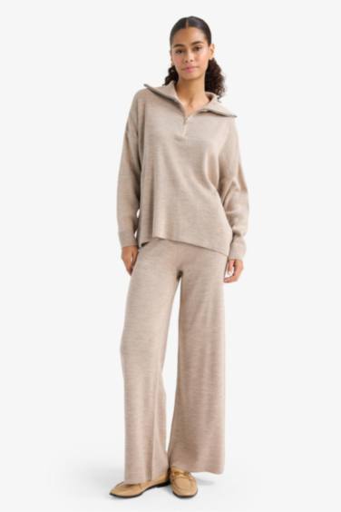 Wide Leg Geniş Bol Paça Triko Pantolon