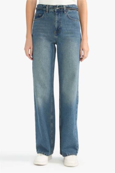 Straight Wide Yüksek Bel Düz Paça Uzun Jean Pantolon