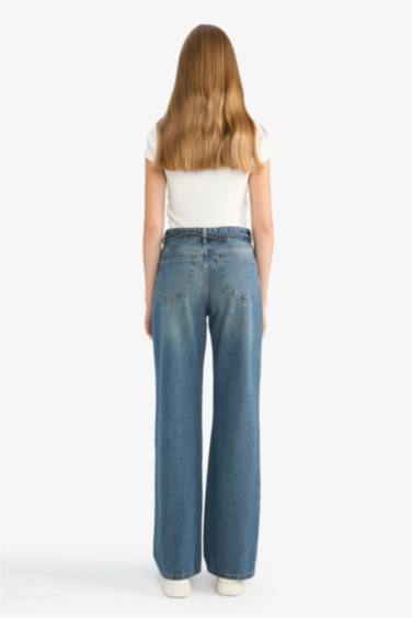 Straight Wide Yüksek Bel Düz Paça Uzun Jean Pantolon