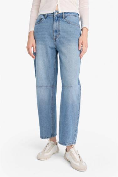 بنطلون جينز باريل فيت برجل عادية وخصر عادي