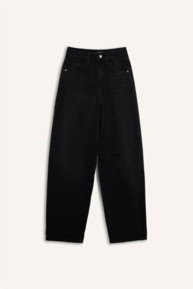 Baggy Fit Yüksek Bel Düz Paça Uzun Jean Pantolon