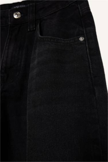 %100 Pamuk Baggy Fıt Yüksek Bel Jean Pantolon - Görsel 5