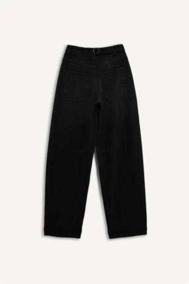 %100 Pamuk Baggy Fıt Yüksek Bel Jean Pantolon - Görsel 6