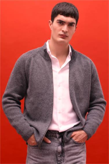 Standard Fit Turtleneck Knitwear Cardigan