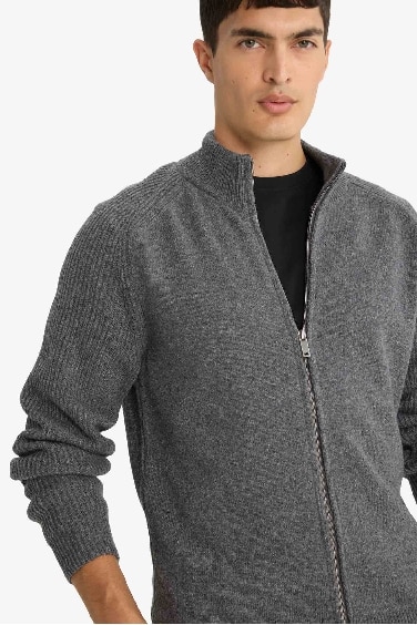 Standard Fit Turtleneck Knitwear Cardigan