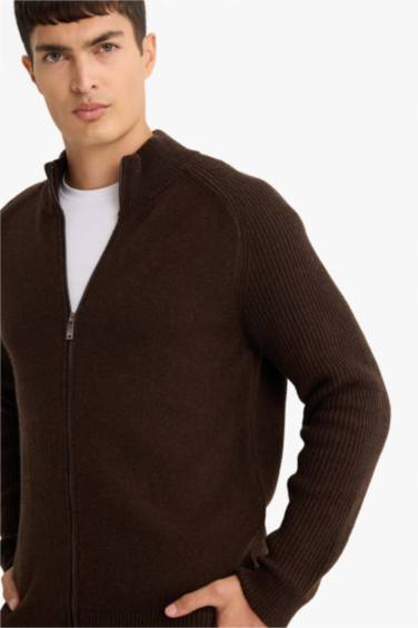 Standard Fit Wool Blend Knit Cardigan