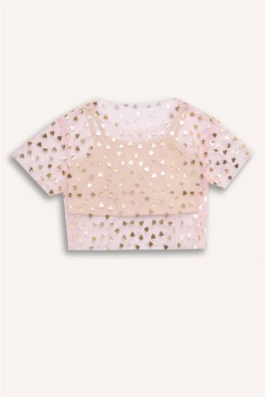 Le Mabelle x DeFacto Baby Girl Heart Patterned Tulle T-Shirt