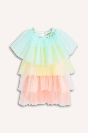 Le Mabelle x DeFacto Baby Girl Sleeveless Colorful Tulle Dress