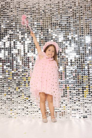 Le Mabelle x DeFacto Baby Girl Patterned Tulle Cape Crown Staff 3 Piece Set