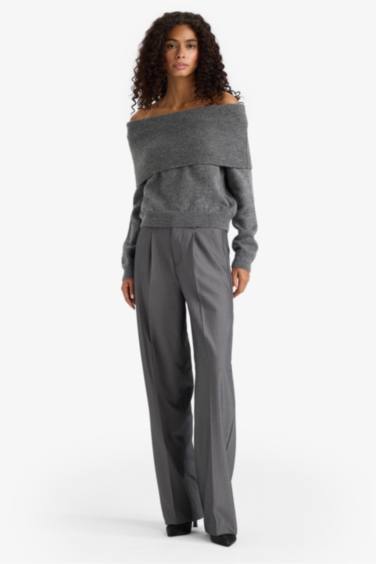 Regular Fit Strapless Knitwear Pullover