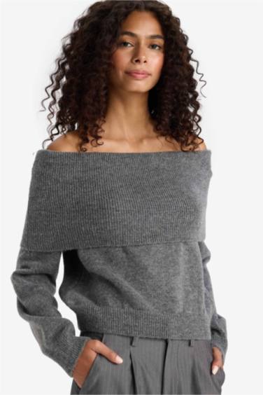 Regular Fit Strapless Knitwear Pullover