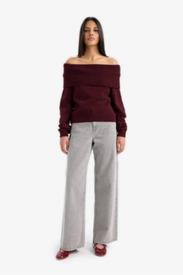 Regular Fit Off Shoulder Knitwear Pullover