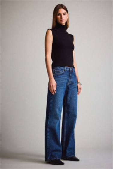 Straight Wide Yüksek Bel Düz Paça Uzun Jean Pantolon