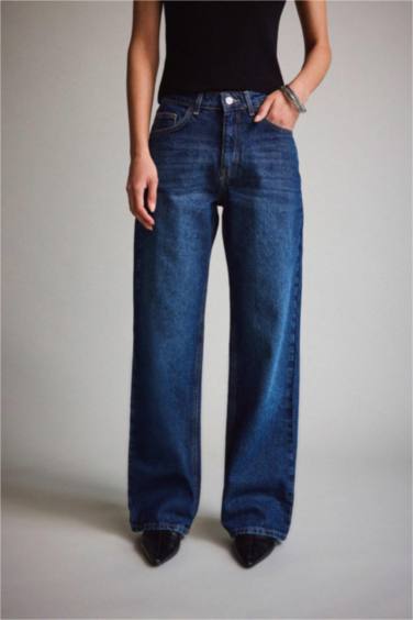 Straight Wide Yüksek Bel Düz Paça Uzun Jean Pantolon