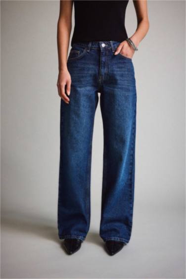 Straight Wide Yüksek Bel Düz Paça Uzun Jean Pantolon