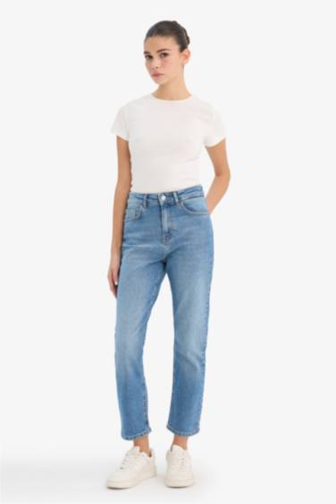 Mary Vintage Straight Fit Yüksek Bel Bilek Boy Jean Yıkamalı Pantolon