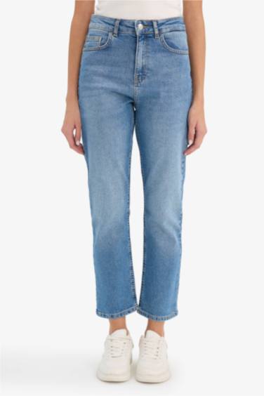 Mary Vintage Straight Fit Yüksek Bel Bilek Boy Jean Yıkamalı Pantolon