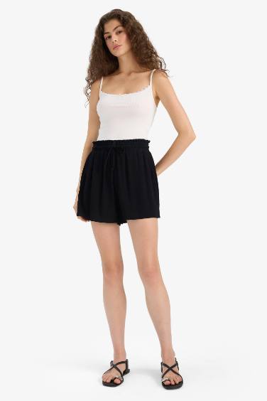 Normal Waist Short Leg Crinkle Viscose Shorts