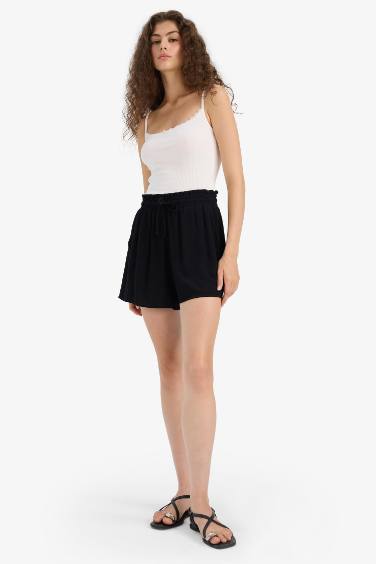 Normal Waist Short Leg Crinkle Viscose Shorts