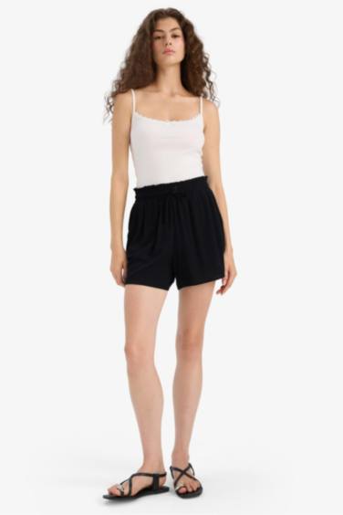 Normal Waist Short Leg Crinkle Viscose Shorts