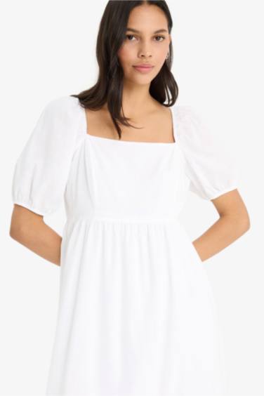 Square Collar Poplin Maxi Dress