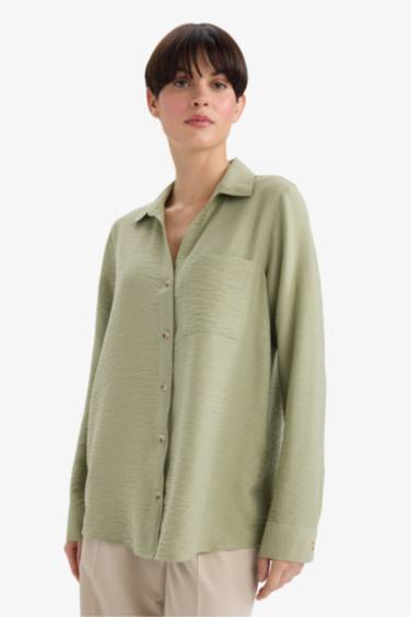 Regular Fit Shirt Collar Long Sleeve Shirt