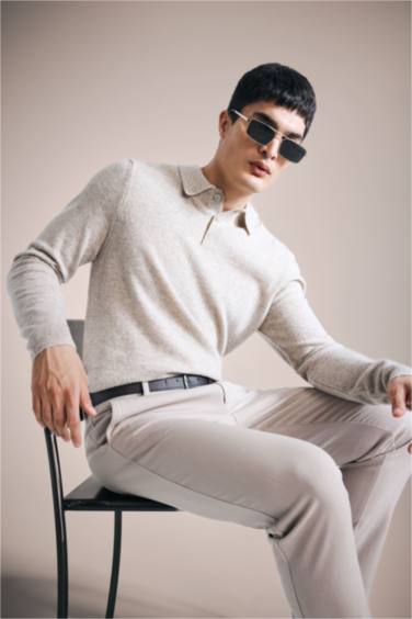Standard Fit Polo Collar Knitwear Pullover