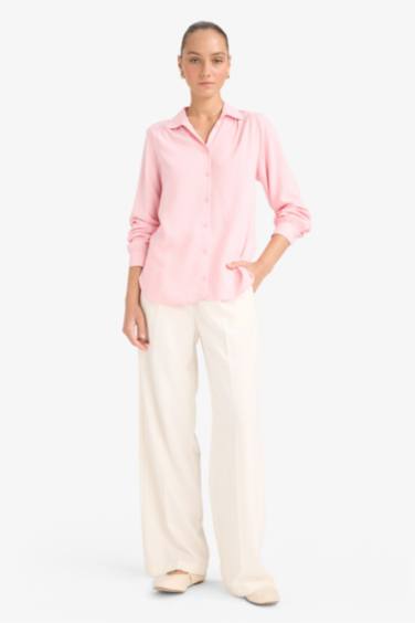 قميص كم طويل جاكار قصة عادية بياقة قميص