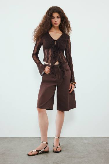 شورت برمودا جبردين قصير بخصر عادي