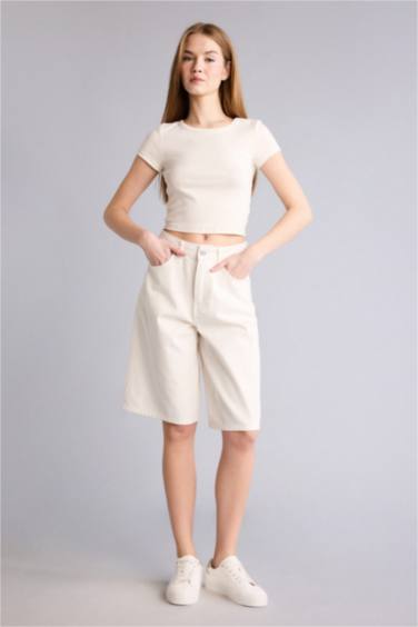 Gabardin Bermuda Şort - Görsel 2