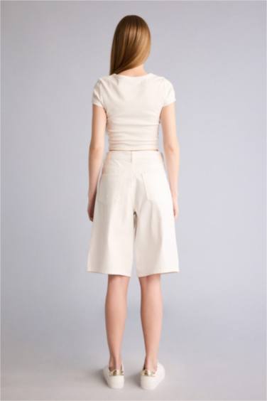 Gabardin Bermuda Şort - Görsel 5