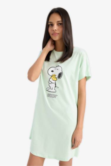 Regular Fit Crew Neck Snoopy Licensed Knitted Dress