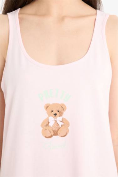 Regular Fit U Yaka Baskılı Askılı Gecelik-Fall in Love 