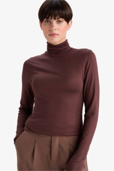 Modal Kaşmir Yumuşak Dokulu Balıkçı Yaka Uzun Kollu Üst-Fall in Love