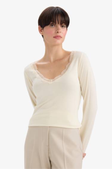 Fall in Love Modal Cashmere Soft Textured Laced Top