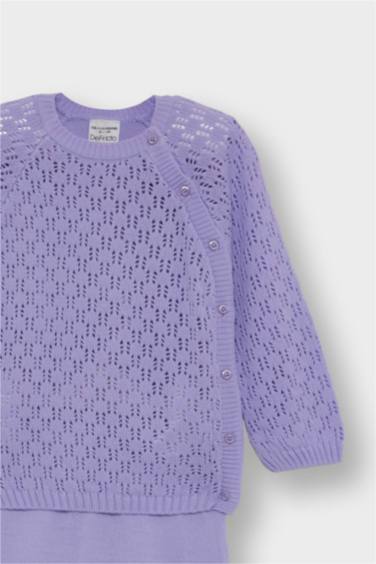 Kız Bebek 2'li Takım Ajurlu Triko Kazak Alt