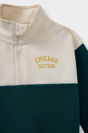 طقم بيبي اولادي سويت شيرت وسويت بانتس بطبعة شعار - قطعتين